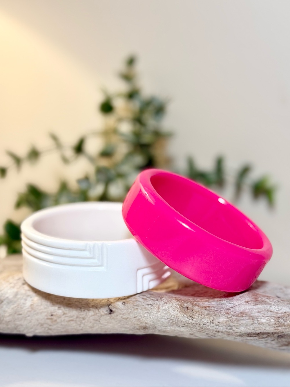 Bold Hot Pink and WhiteVintage Bangles
